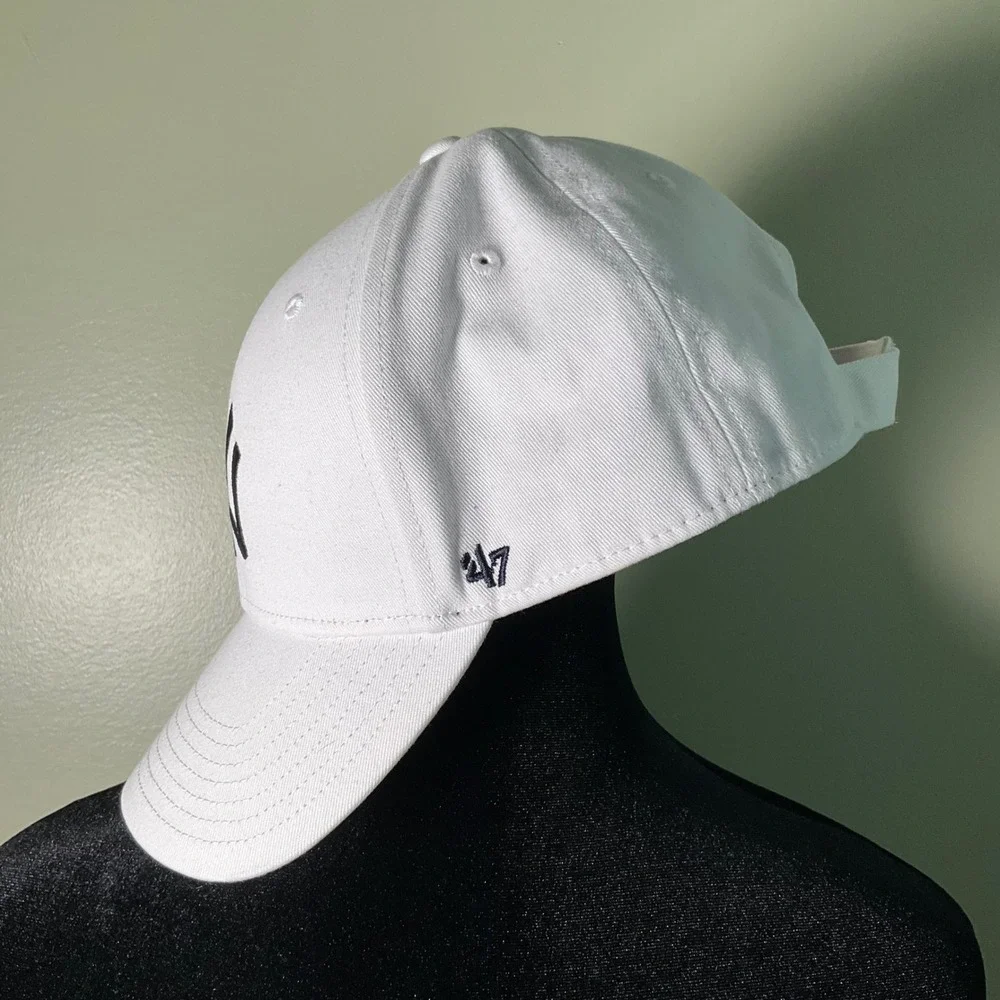 47 Brand Kids New York Yankees MLB Baseball Hat White Navy Blue Adjustable Cap
